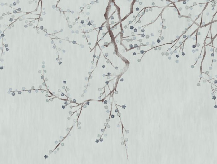 Fotobehang Delicate takken met kersenbloesem