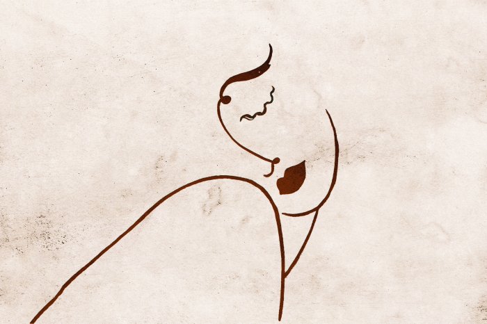 Fotobehang Portret van een vrouw getekend op beton