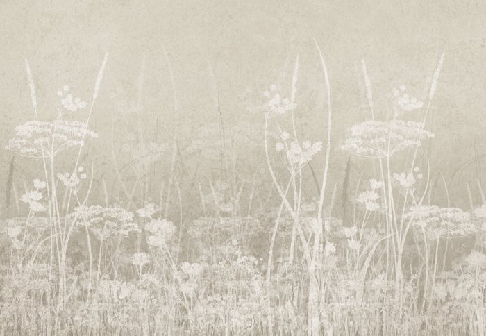 Fotobehang Artistiek veldmotief op een lichte achtergrond