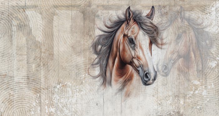Fotobehang Paardenkop tegen de muur