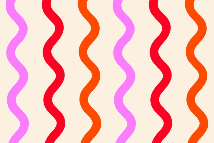 Fotobehang Golvende lijnen in tinten rood en roze