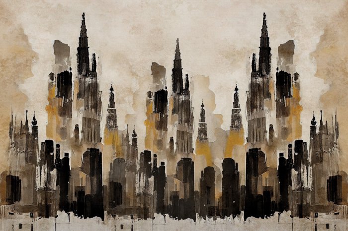 Fotobehang Aquarel artistiek panorama van New York