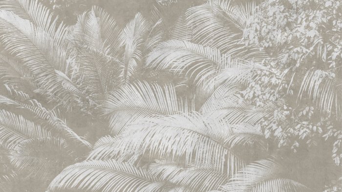 Fotobehang Weerspiegeling van palmbladeren op beige beton