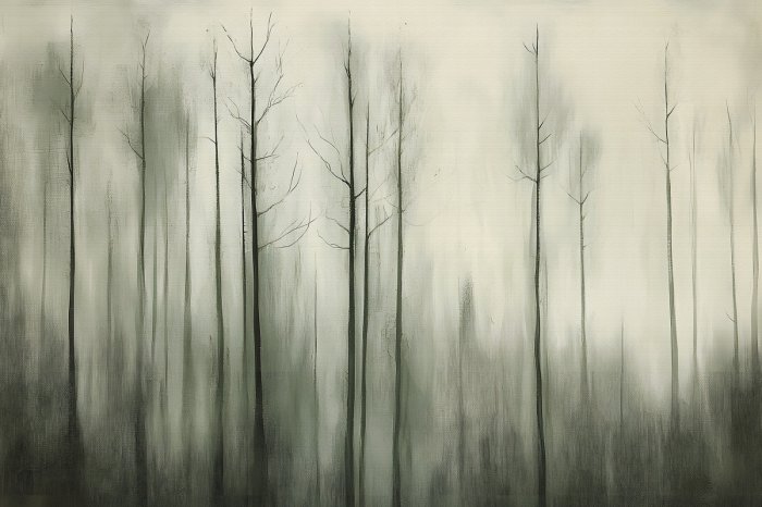 Fotobehang Een schilderachtig landschap met berkenbomen