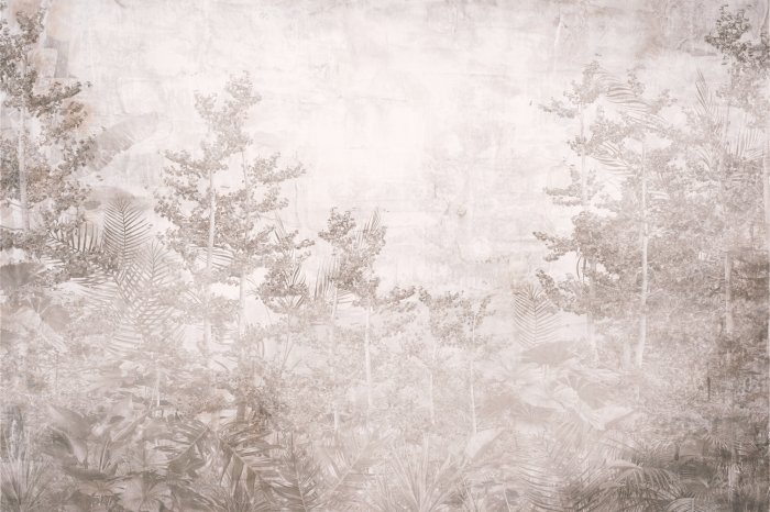 Fotobehang Tropische bomen en bladeren in een monochrome stijl