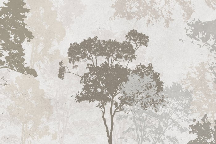 Fotobehang Bomenlandschap in tinten beige, bruin en grijs