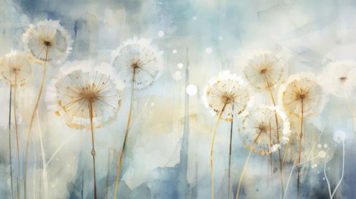 Fotobehang Wildblumen im abstrakten Stil auf Aquarellhintergrund künstlerisches Muster