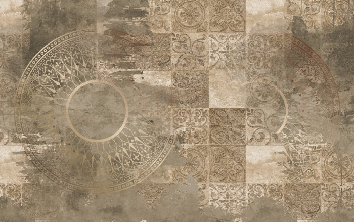 Fotobehang Elegant ornamentpatroon op een vintage betonnen achtergrond