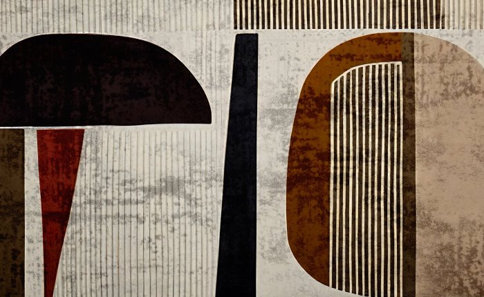 Fotobehang Abstracte geometrische vormen op een kartonnen achtergrond, modern patroon