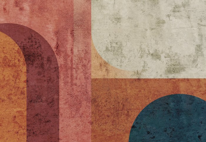 Fotobehang Geometrische vormen op een gestructureerde betonnen achtergrond