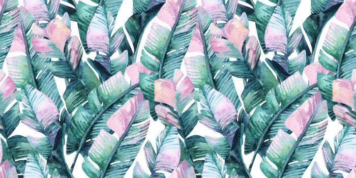 Fotobehang Aquarel bananenbladeren