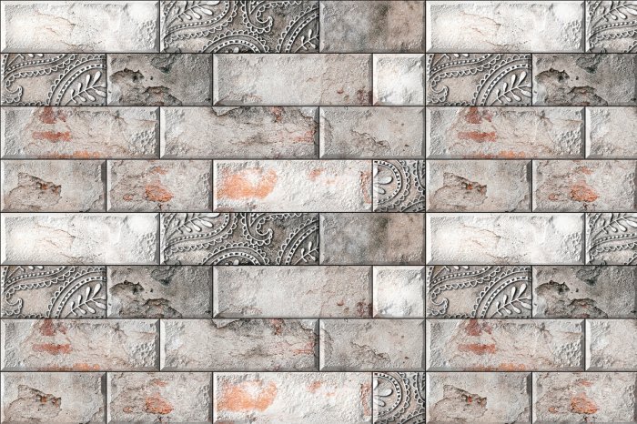 Fotobehang Bakstenen muur met een delicaat ornament