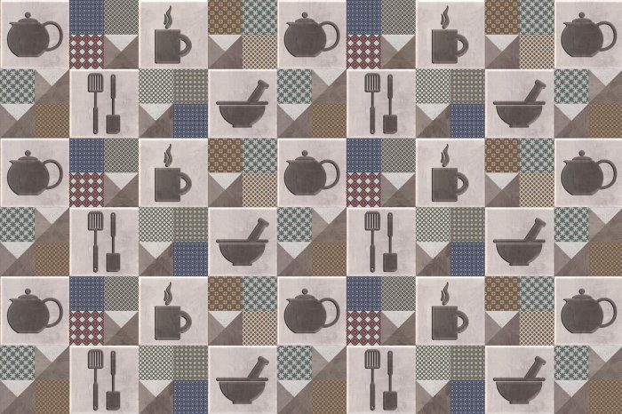 Fotobehang Vierkante keukentegels