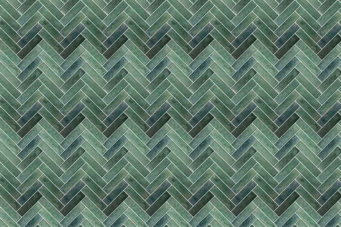 Fotobehang Een elegante compositie van groene tegels