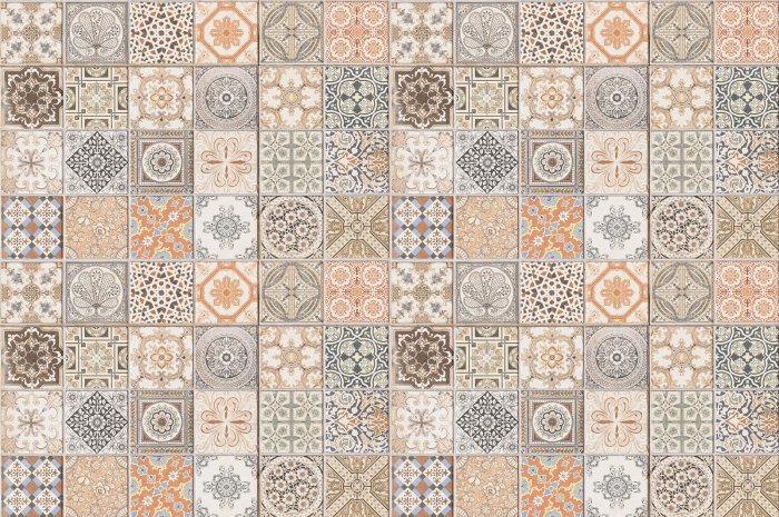 Fotobehang Een verfijnd patroon geïnspireerd op keramische mozaïeken
