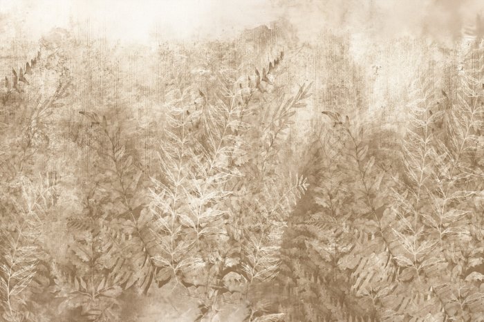 Fotobehang Delicate bruine bladeren op een lichte achtergrond