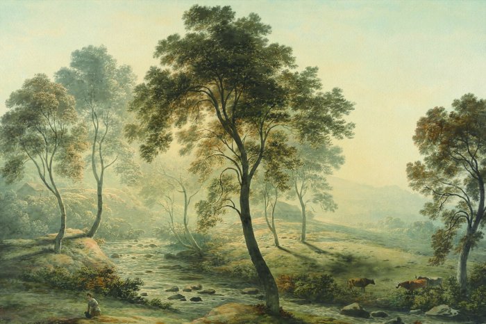 Fotobehang Loofbomen tussen de rivier en dieren