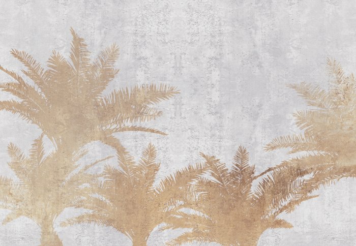 Fotobehang Palmbomen op een betonnen achtergrond in loftstijl