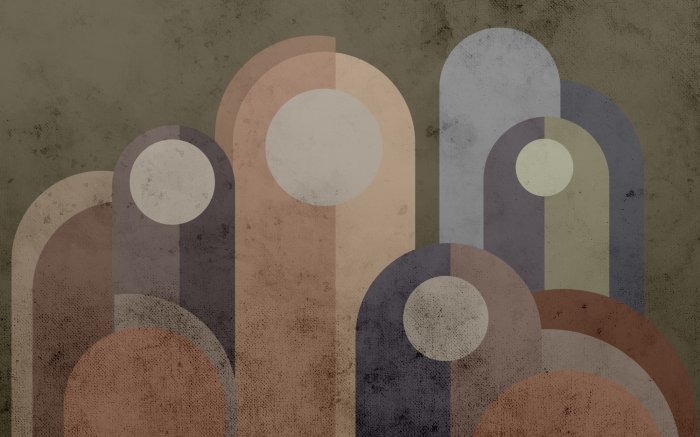 Fotobehang Geometrische vormen in aardse kleuren met textuur