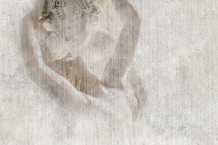 Fotobehang Romantisch kussculptuur met abstract motief en betonnen achtergrond