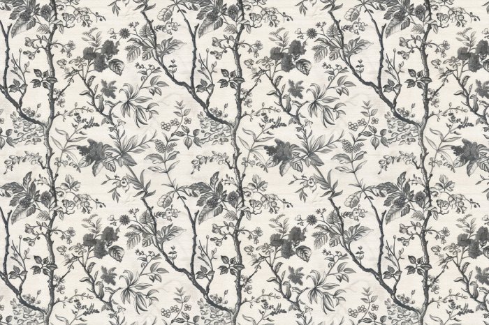 Fotobehang Monochroom patroon met takken en bladeren