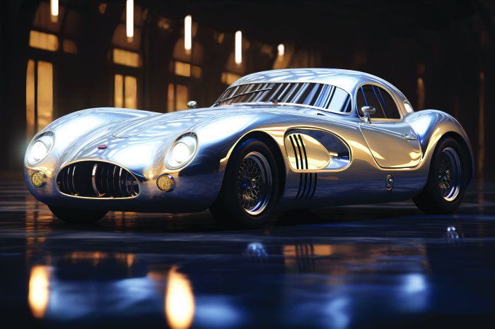 Fotobehang Een oldtimer in de schijnwerpers