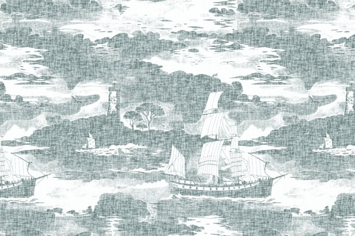 Fotobehang Een sprookjesachtig schip dat zweeft tussen de zachte wolken