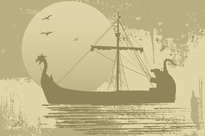 Fotobehang Een mysterieus piratenzeilschip tegen de achtergrond van een volle maan