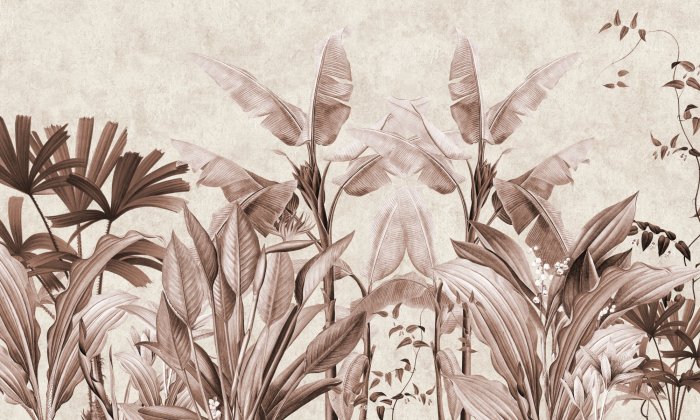 Fotobehang Tropische planten in bruin