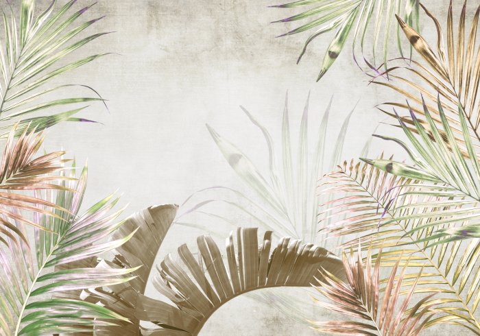 Fotobehang Grote tropische bladeren