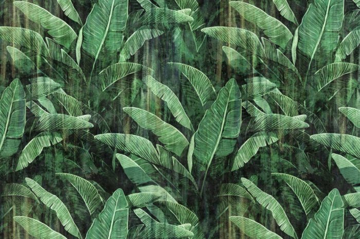 Fotobehang Vintage tropische bladeren