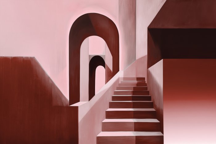 Fotobehang Architectonisch trappenontwerp met sterke lijnen