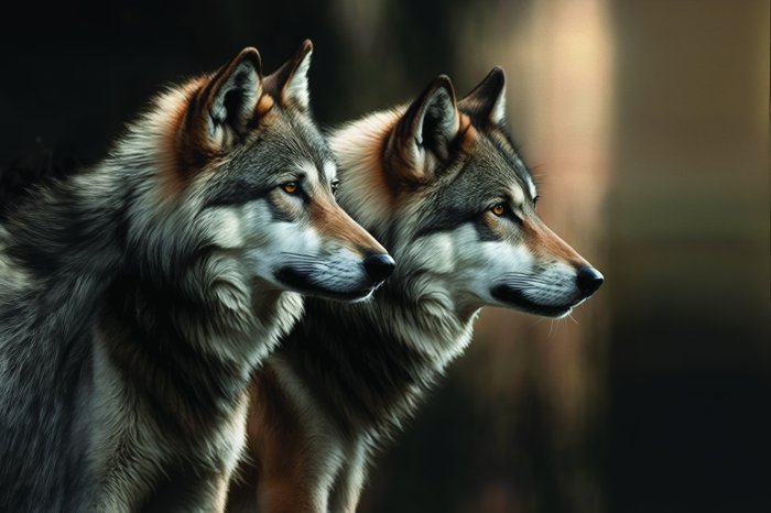 Fotobehang Dierenpatroon met krachtige wolven