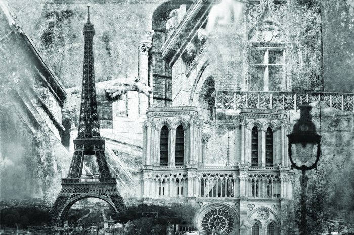 Fotobehang Minimalistische Parijse graphics in grijstinten