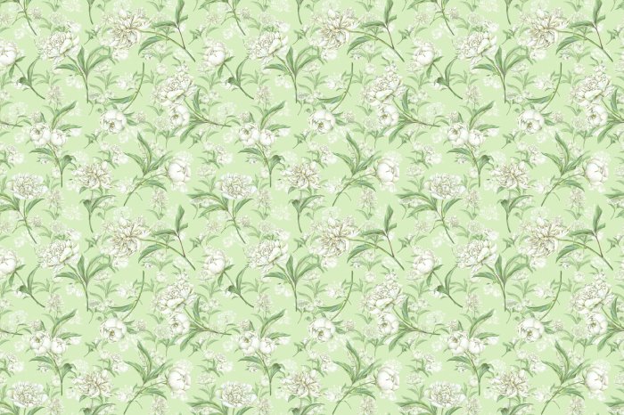 Fotobehang Subtiele witte pioenrozen op een groene achtergrond