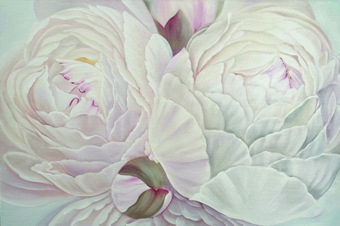 Fotobehang Subtiele pioenrozen in pasteltinten roze