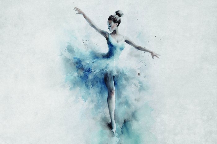 Fotobehang Een delicate ballerina in aquarelvorm