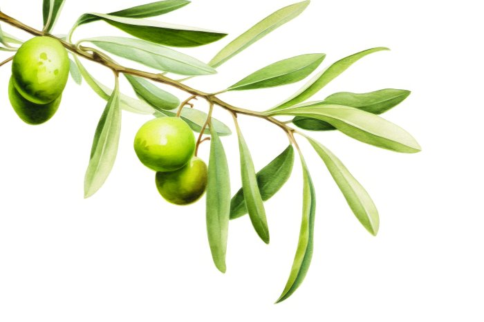 Fotobehang Een delicate olijftak met groene bladeren