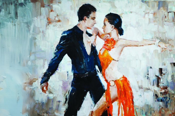 Fotobehang Een paar dat danst op het ritme van ballroomdansen