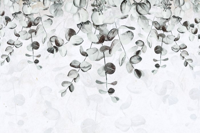 Fotobehang Lichte achtergrond met delicate grijze bladeren