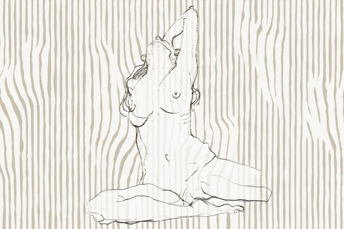 Fotobehang Sensueel portret van een vrouw met een geometrisch patroon