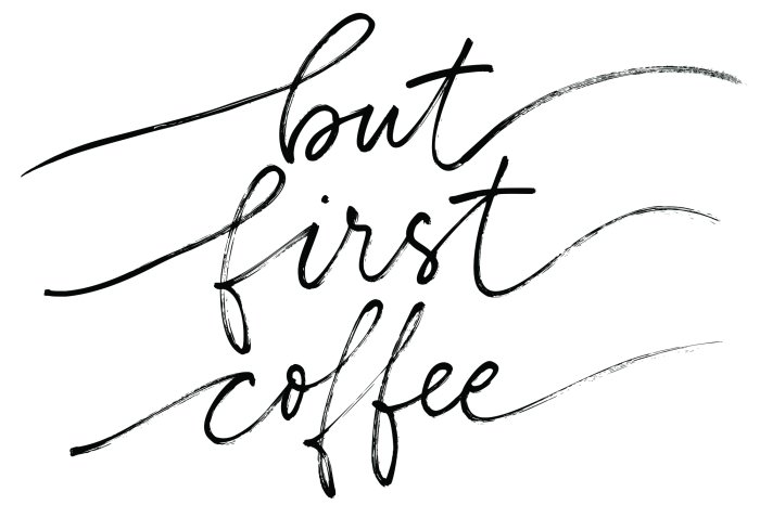 Fotobehang Klassieke zwarte koffieletters op een witte achtergrond