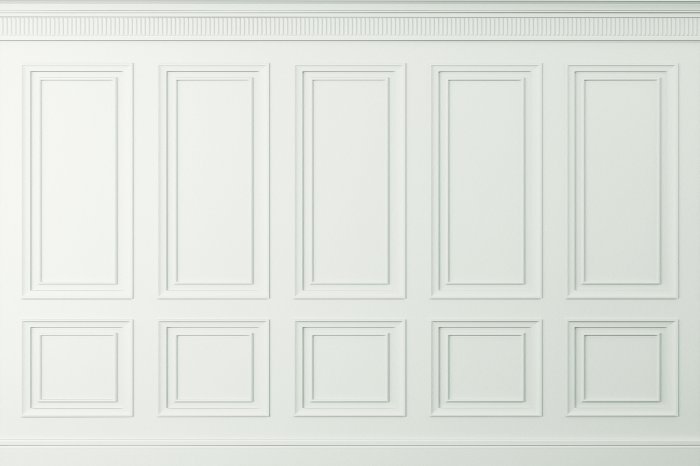 Fotobehang Witte lambrisering die klassieke panelen imiteert