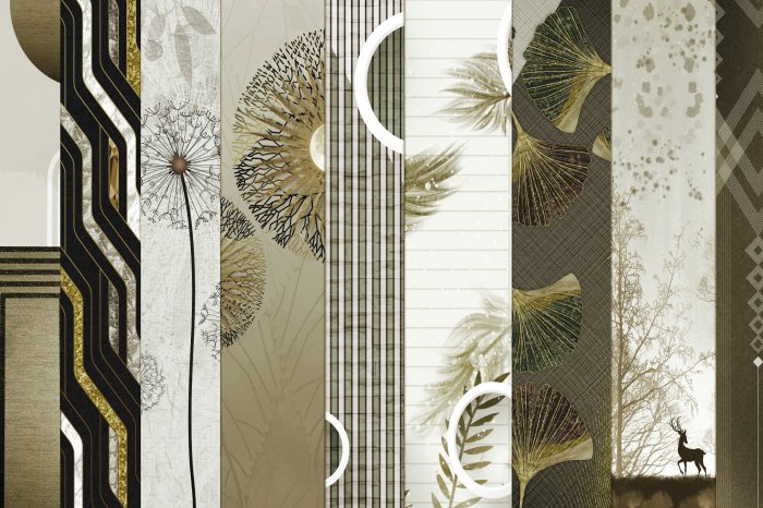 Fotobehang Paardenbloemen en bladeren in een sensueel spel van texturen