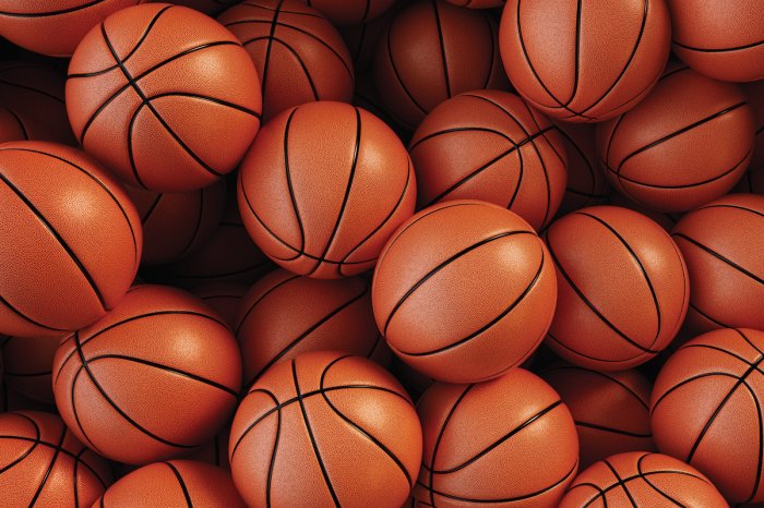 Fotobehang Een verzameling basketbalballen