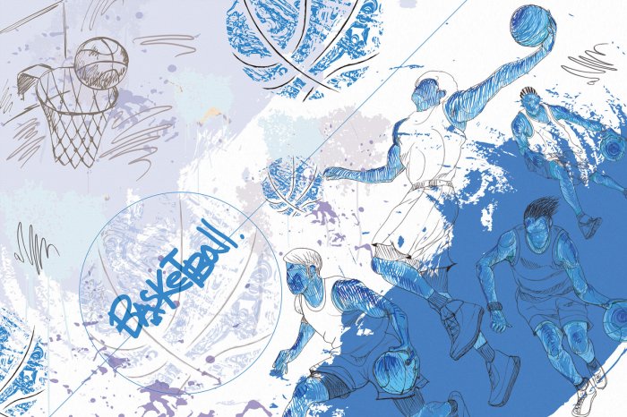 Fotobehang Basketbaltraining onder spelers