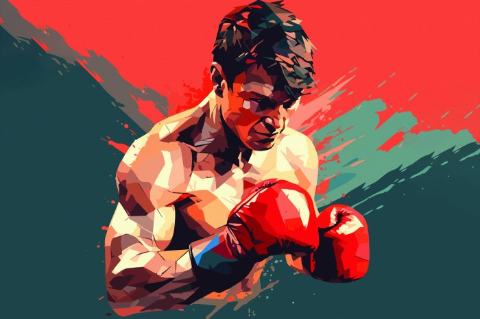 Fotobehang Abstract schilderij van een bokser