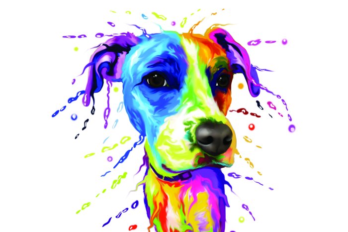 Fotobehang Kleurrijk aquarelportret van een hond