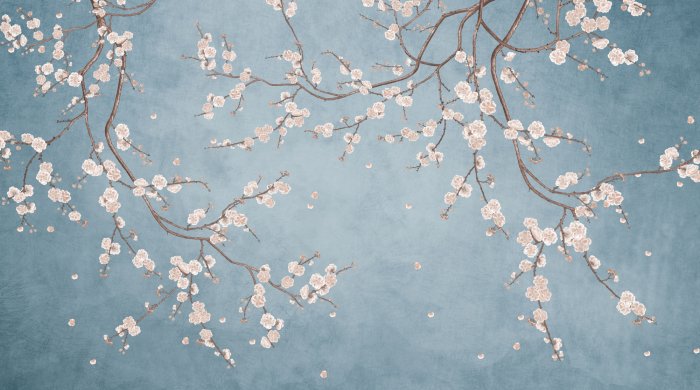 Fotobehang Kersenbloesems op de takken