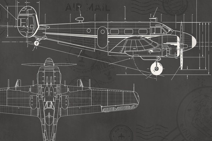 Fotobehang Vliegtuigontwerpdiagram